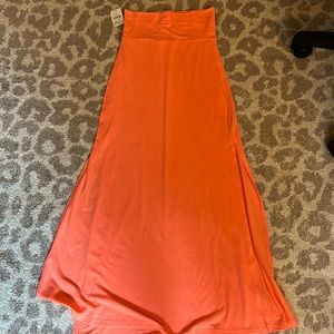 NWT - bright pink/salmon maxi skirt with slits